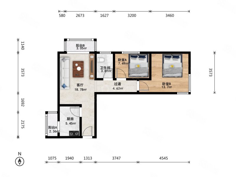 建欣苑六里2室1厅1卫85.39㎡东西395万