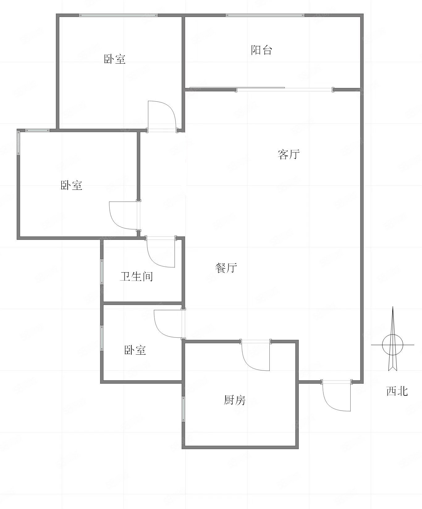 富州新城3室2厅1卫93㎡西北92万