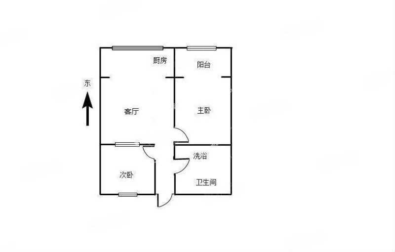 人民巷11号院2室1厅1卫58.65㎡东74万