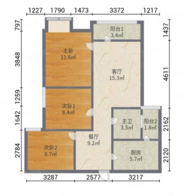 王家湾中央生活区3室2厅1卫93.42㎡南133万