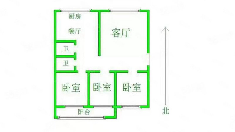 北岭(三区)3室2厅2卫131.2㎡南北95万