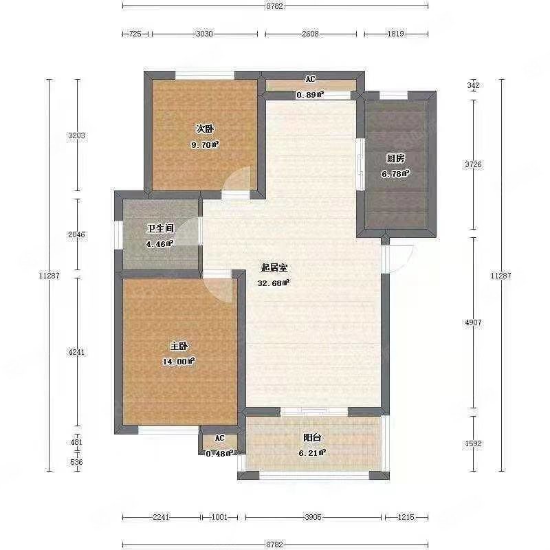 金裕花园2室1厅1卫88㎡南北58万