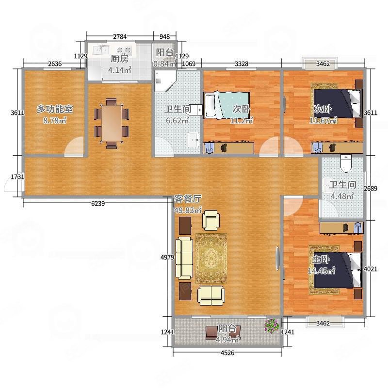盛世东城4室2厅2卫140.2㎡南北59.8万