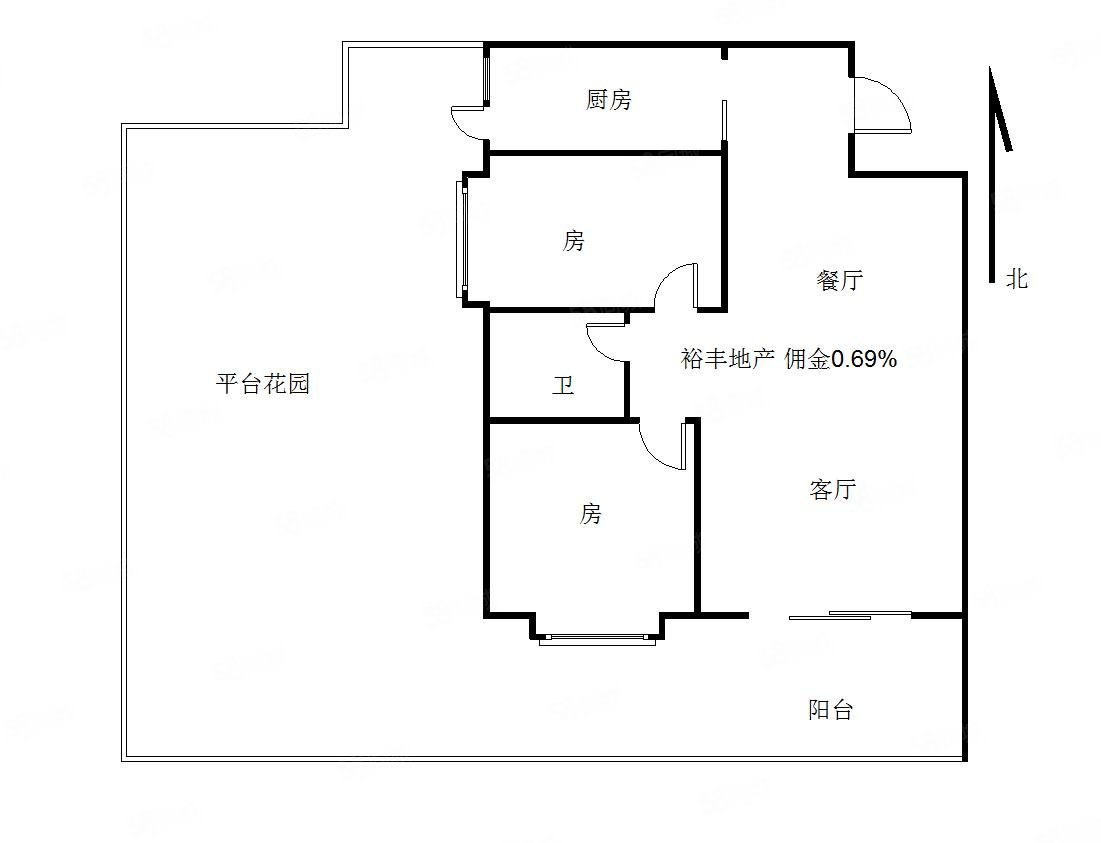 海逸城市花园2室2厅1卫82.46㎡南150万