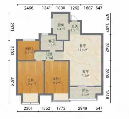 城建琥珀名郡香悦里3室2厅1卫87.38㎡南88万