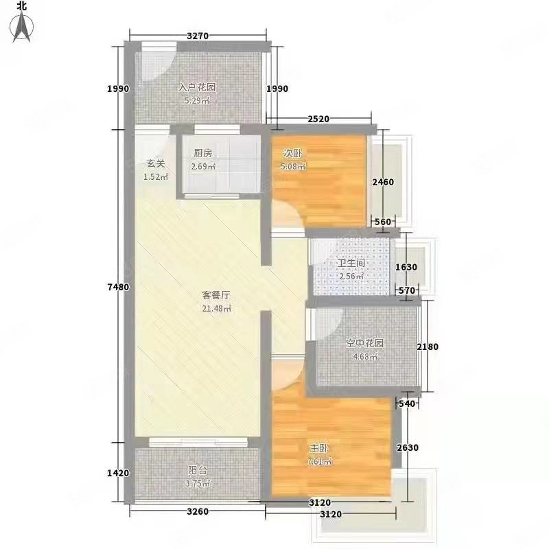 城市家园2室2厅1卫95㎡南北45.8万