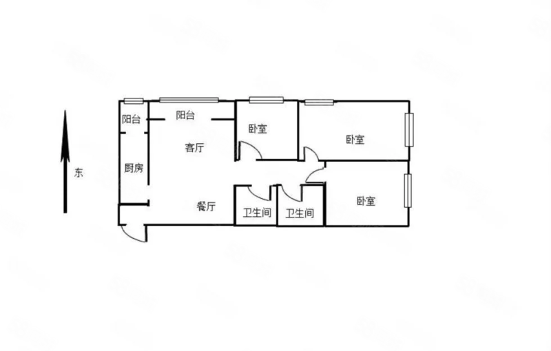 龙翔苑3室2厅1卫101.48㎡南北158万