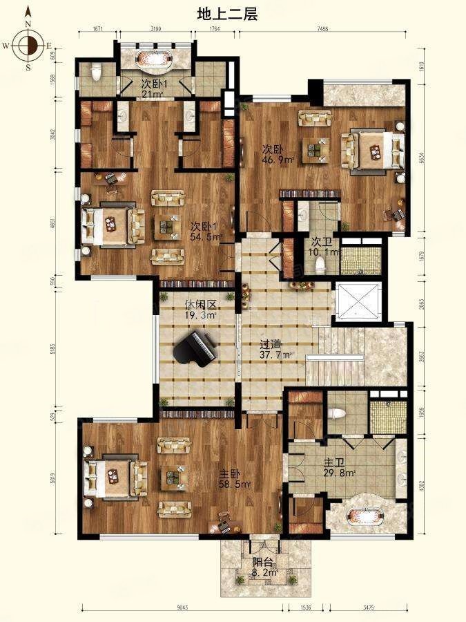 龙湖颐和原著5室4厅8卫748.8㎡南北8800万