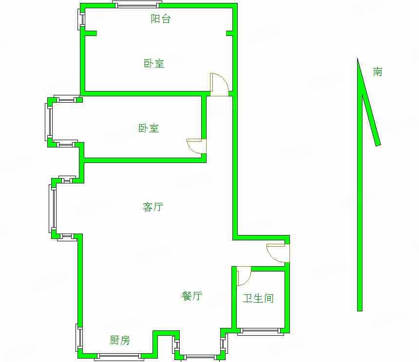 时代广场小区(南区)2室2厅1卫92㎡南北59万