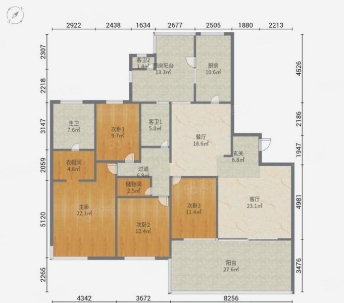 仁恒河滨花园4室2厅3卫238㎡南北2500万