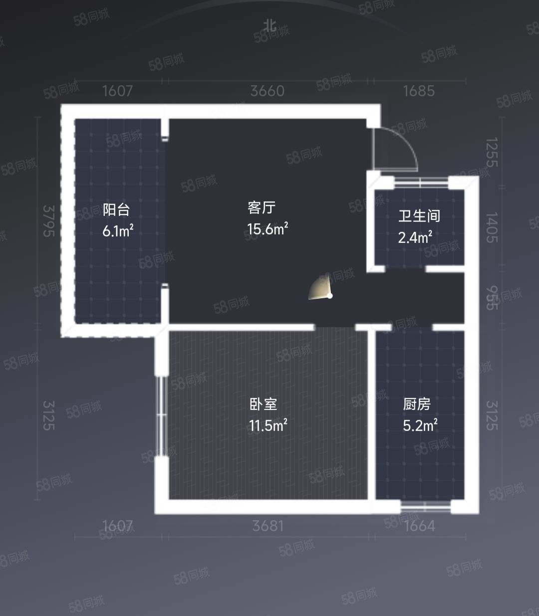 迎奥花园1室1厅1卫49.5㎡西6万