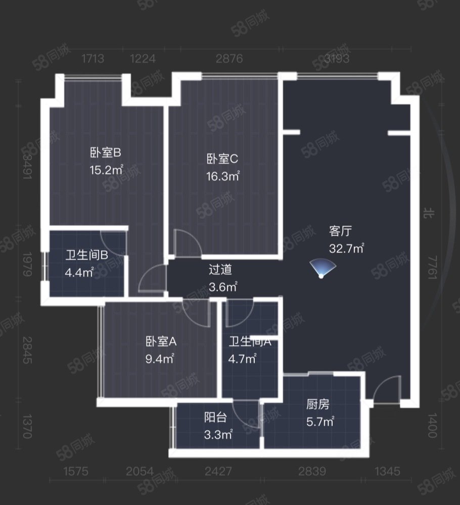 美城悦荣府(东区)3室2厅2卫101㎡东西258万