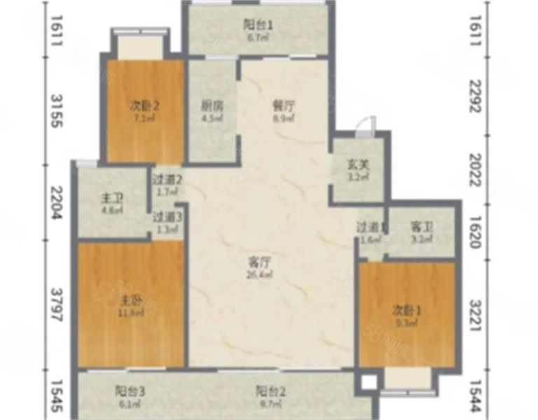 富力首府南区3室2厅2卫175㎡南北405万