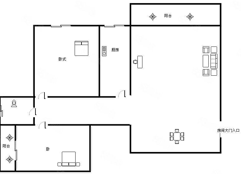 蔚蓝大厦2室1厅1卫73.79㎡北150万