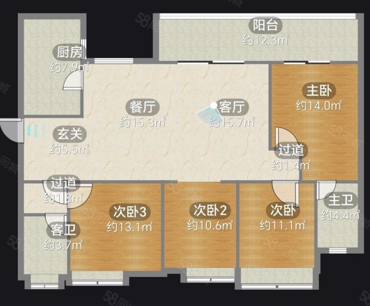 华润悠山悦景4室2厅2卫137.56㎡南北130万