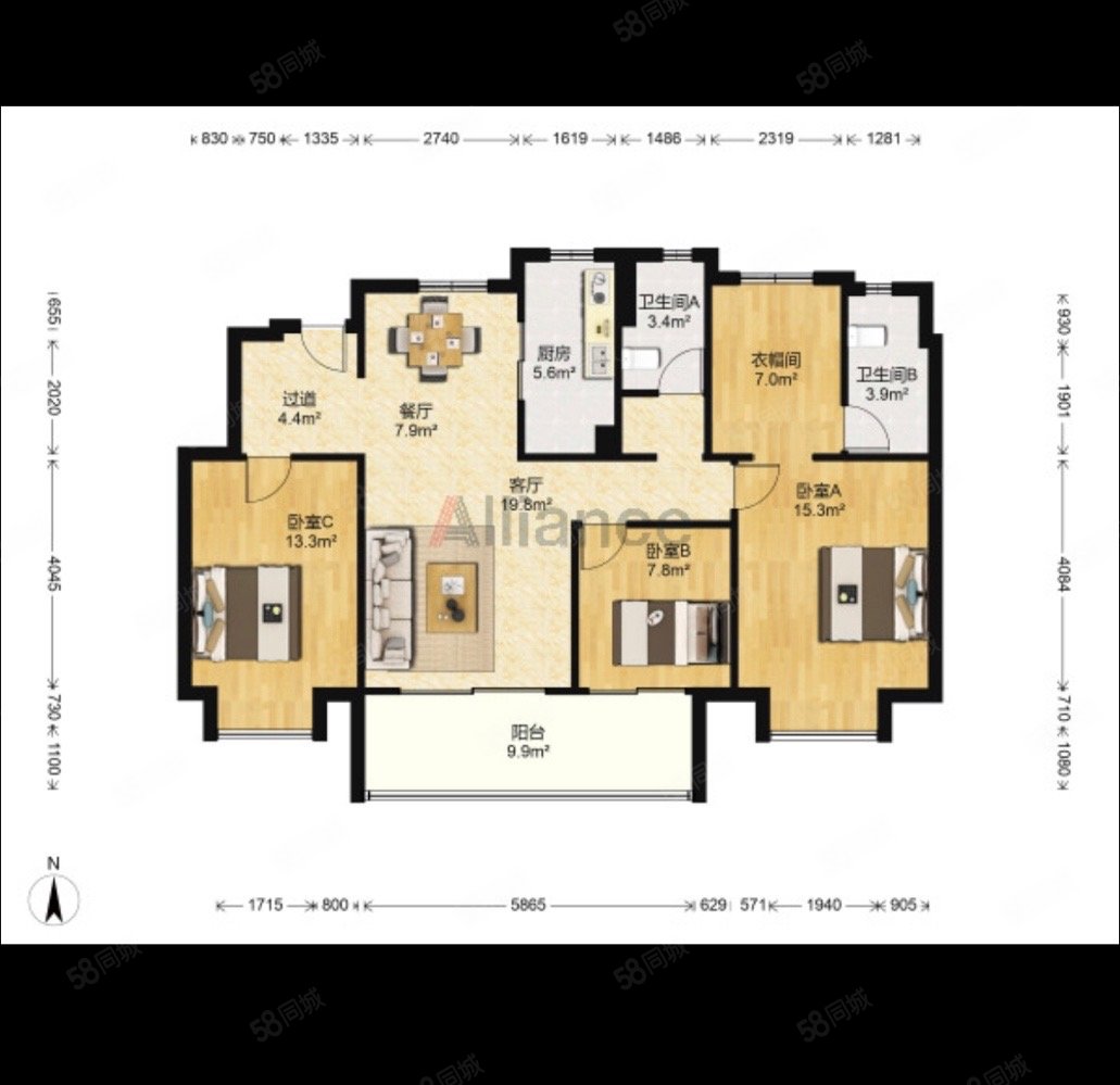 星澜府4室2厅2卫134.61㎡南140万