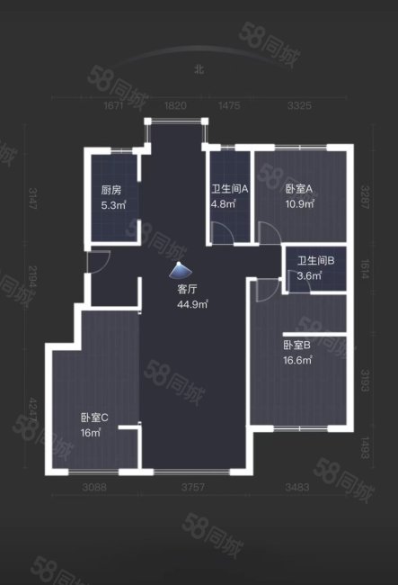 汇置尚都(二期)3室2厅2卫118.57㎡南北142万