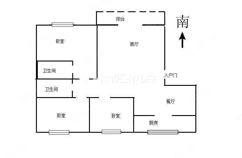 都市风情3室2厅2卫128㎡南北63万