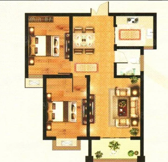 和苑住宅小区2室2厅1卫95㎡南65万