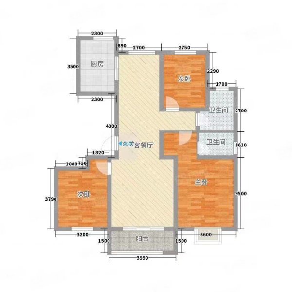 聚景城春华园3室2厅2卫133.78㎡南北68万