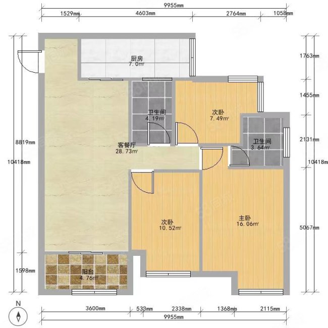 长寿金科世界城3室2厅2卫98㎡东75万