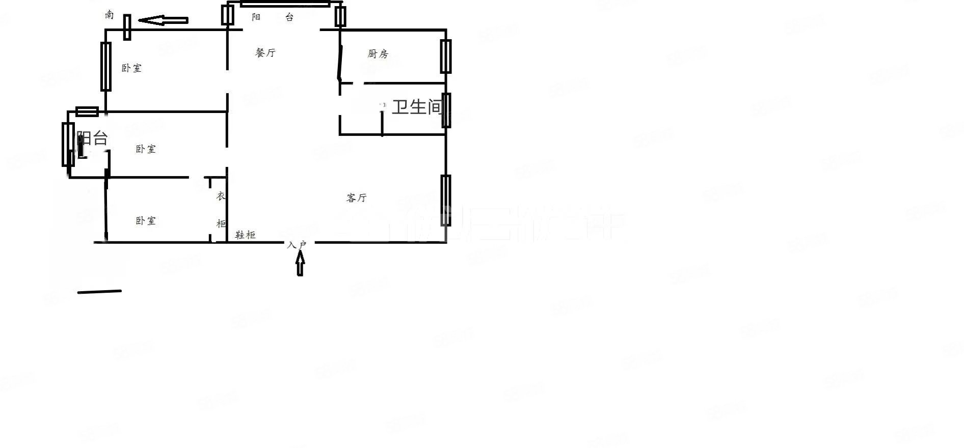 中山花园3室2厅1卫140㎡南北63万