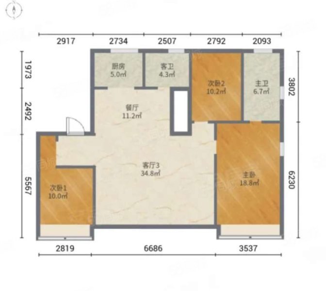 保利和光尘樾3室2厅2卫142㎡南北275万