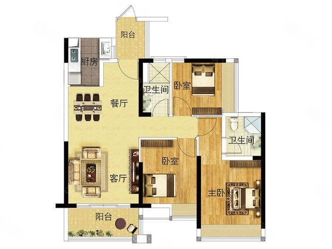 恒润都市豪庭3室2厅2卫137㎡南北66万