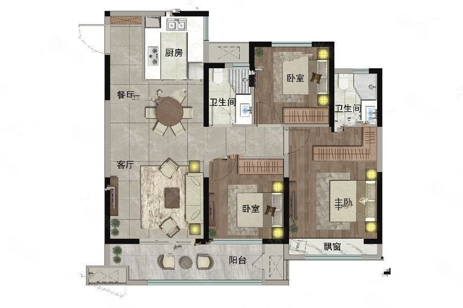 和泰嘉园3室2厅2卫131.23㎡南北115.8万