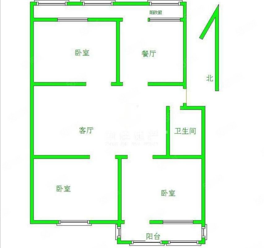 岔路街13号院3室2厅1卫110.09㎡南北185万