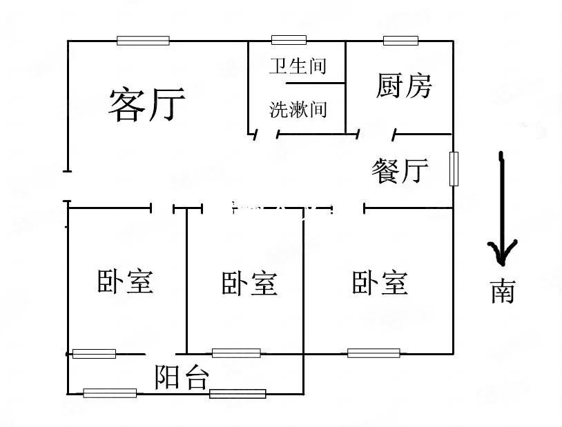 阳光舜城3室2厅1卫125㎡南北54万