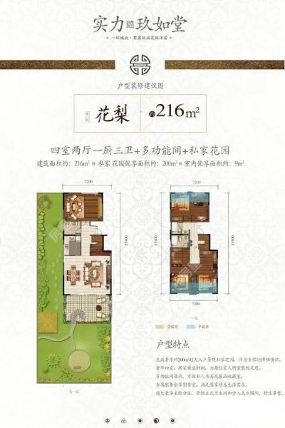 实力玖如堂(三期)4室2厅3卫218.51㎡南北495万