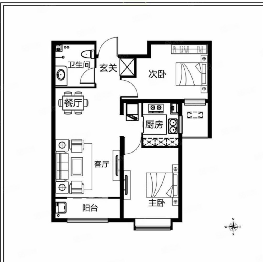 鹏渤印象城牛津花园2室2厅1卫75㎡南69万