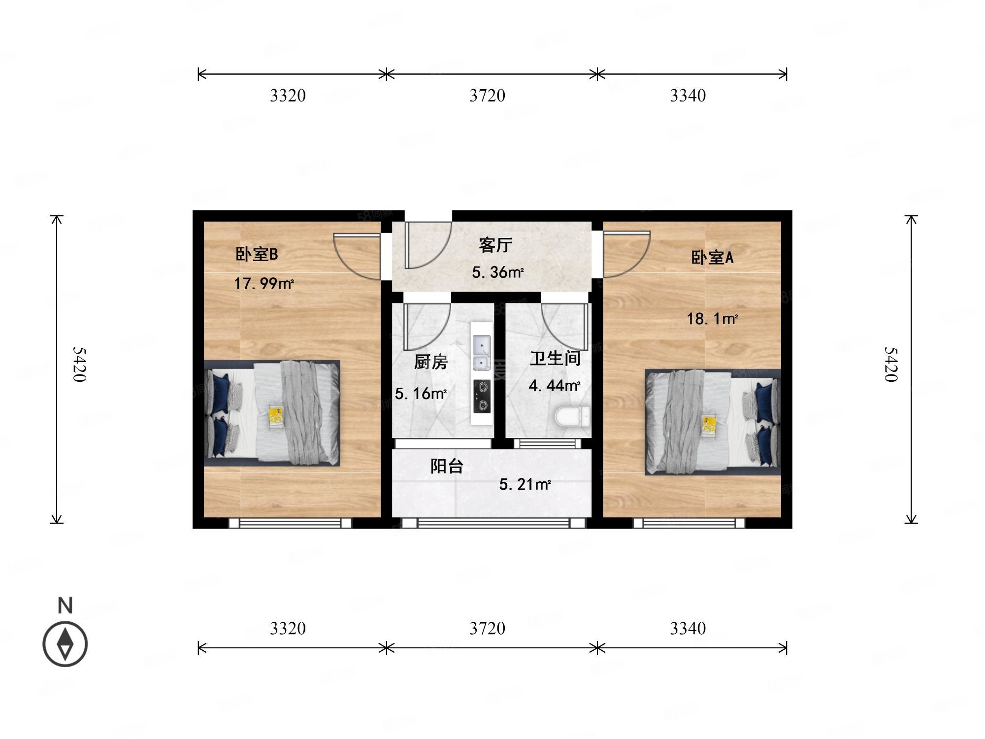 幸福南里2室1厅1卫72.96㎡南700万