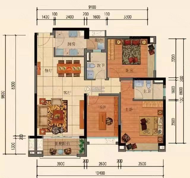 龙光阳光海岸2室2厅2卫96㎡南北115万