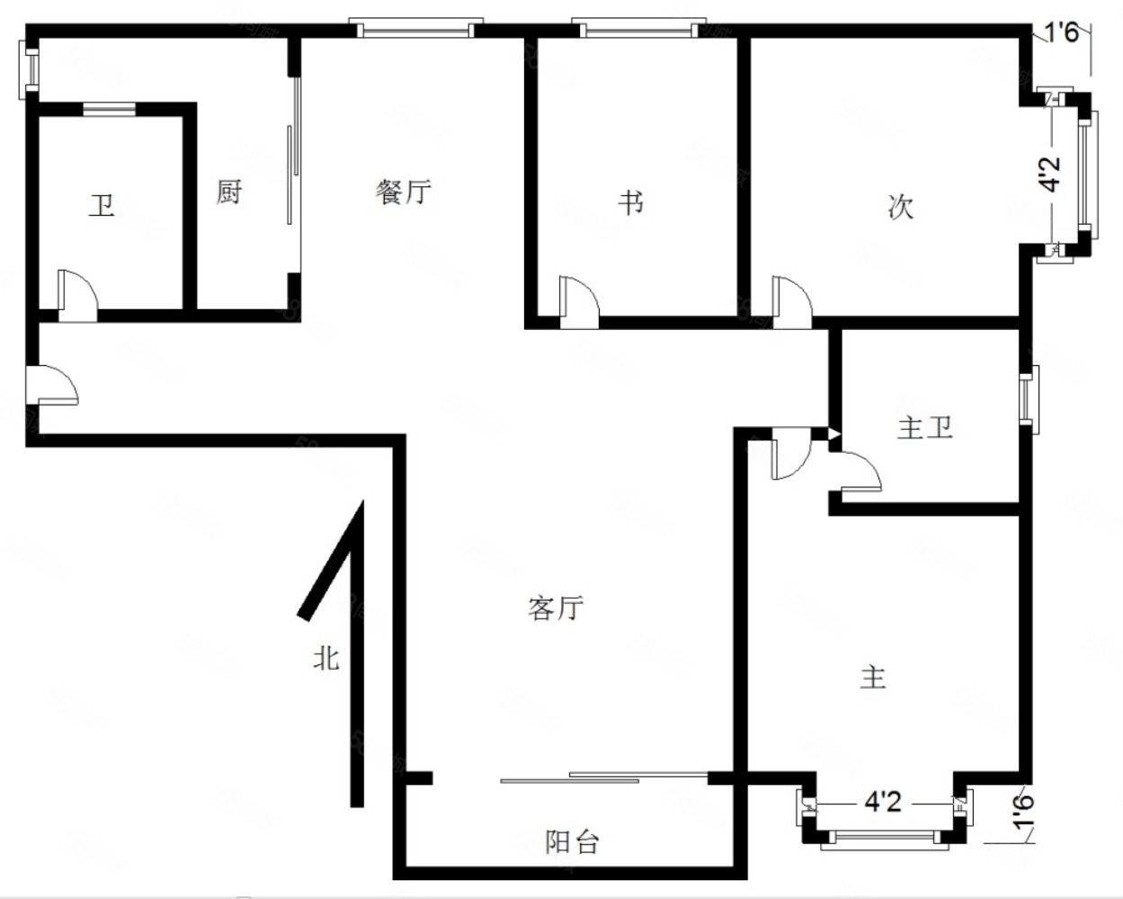 东湖春天3室2厅2卫112㎡南北48万
