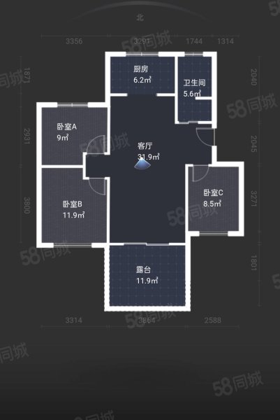 元丰家园3室2厅1卫102.27㎡南北53万