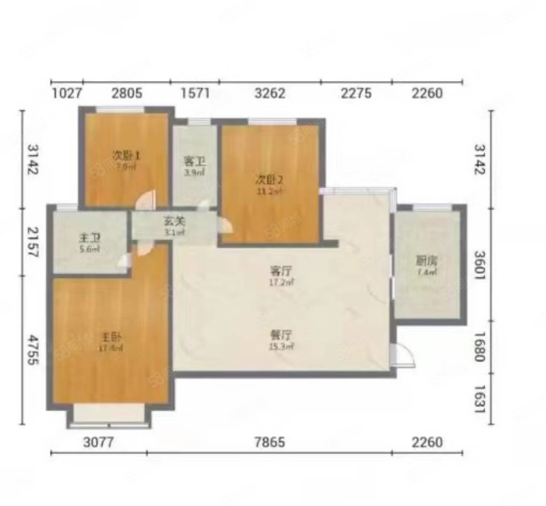 雍璟园3室2厅2卫100㎡南北39.8万