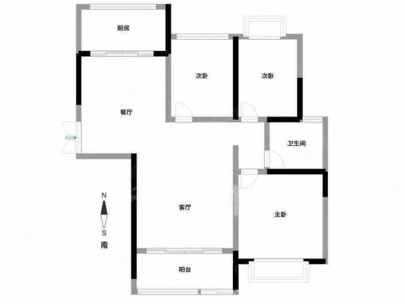 大信桂竹园3室2厅1卫105㎡南北65万