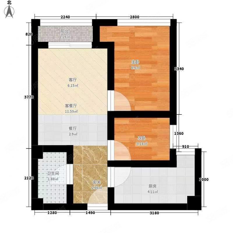 幸福立方2室2厅1卫96㎡南北30万