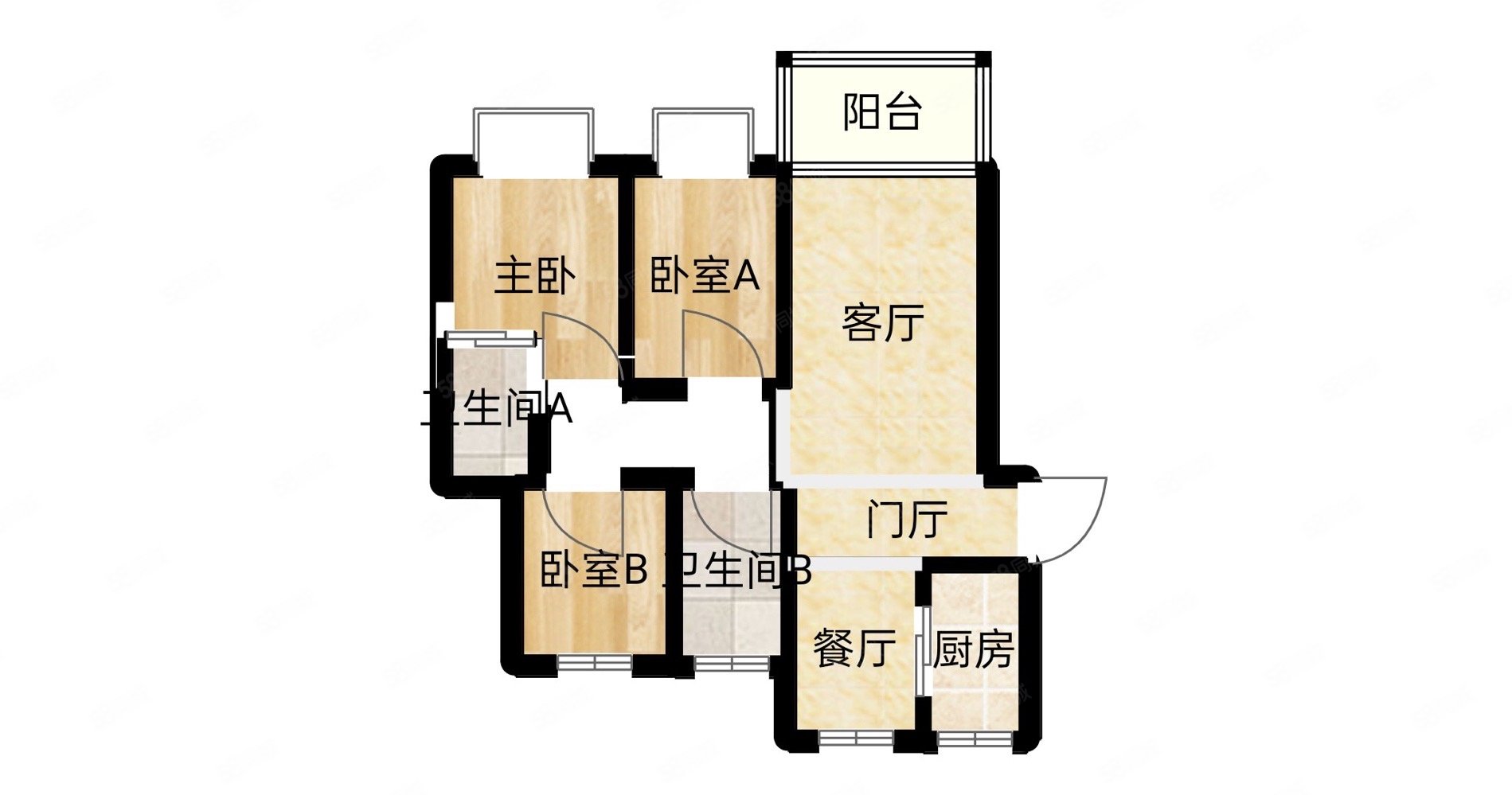 【10图】送车位 双卫 美麟峰景楼层好 户型方正 南北通透 毛坯三室,美