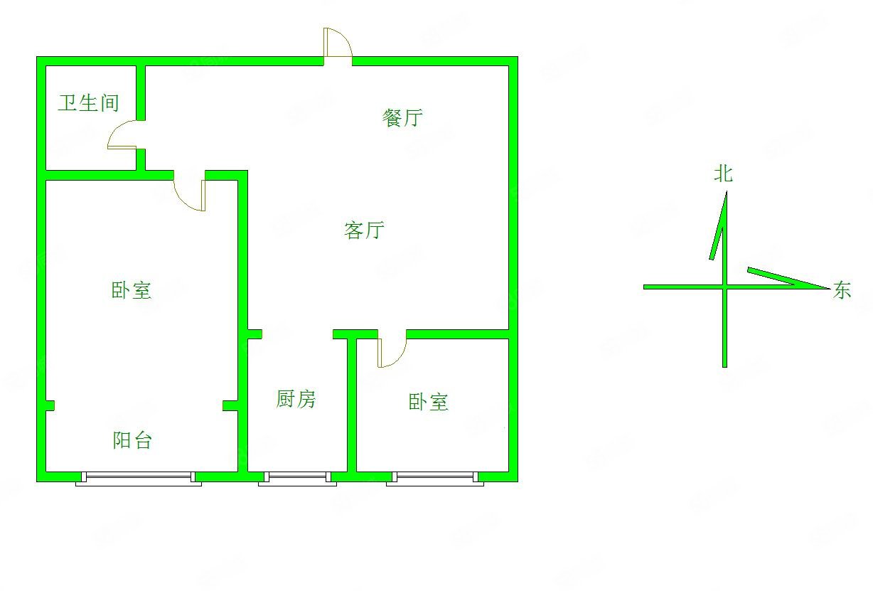 鸿基花苑2室2厅1卫85.2㎡南北128万