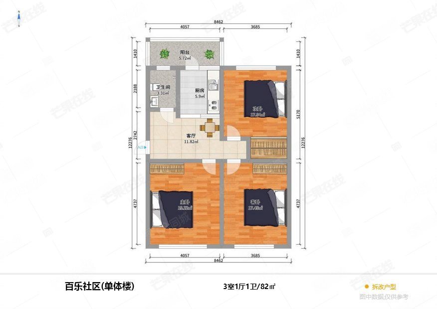 百乐社区(津桥路小区)3室1厅1卫82㎡南北43万