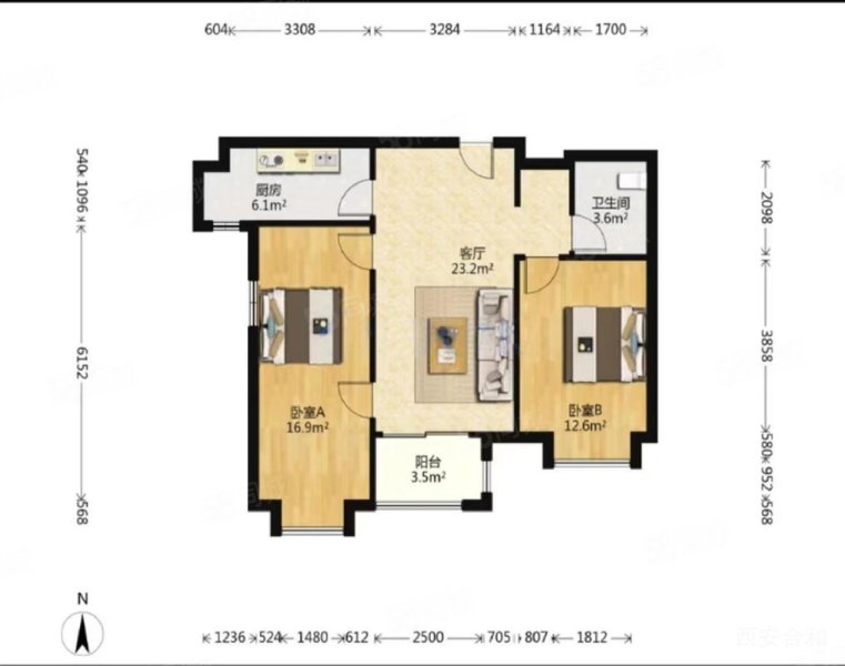 万科理想城3室2厅1卫93㎡南130万