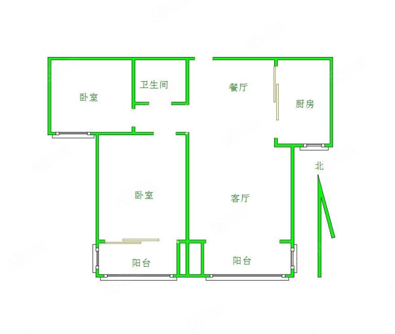 荣盛芳菲苑2室2厅1卫77.3㎡南北75万