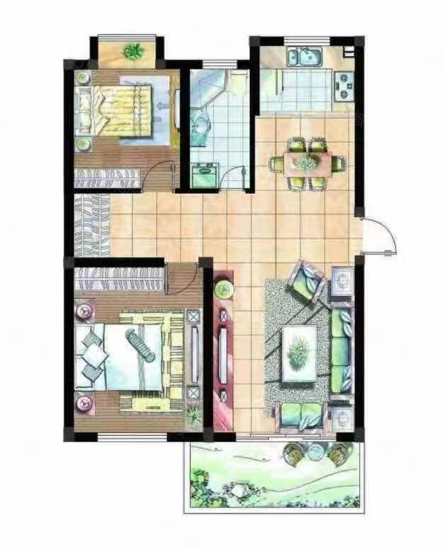 江滨北路小区2室2厅1卫60㎡南北36.8万