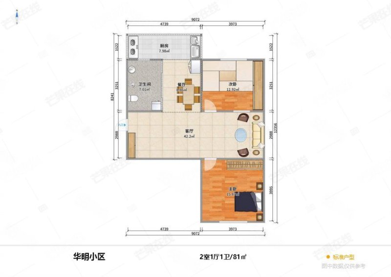 华明小区2室1厅1卫81㎡南北77.7万