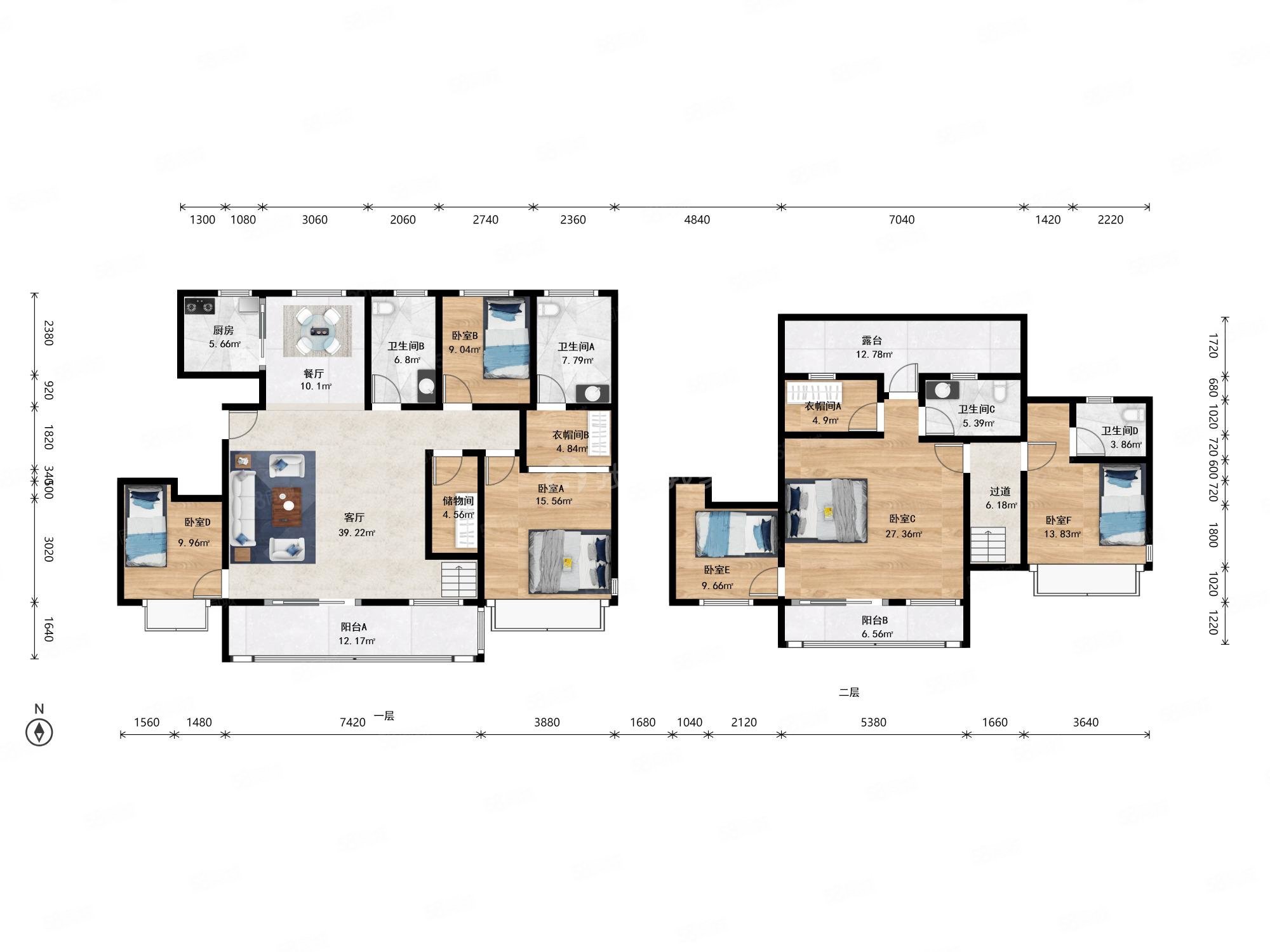 五房精装顶跃,小区中间位置,大露台