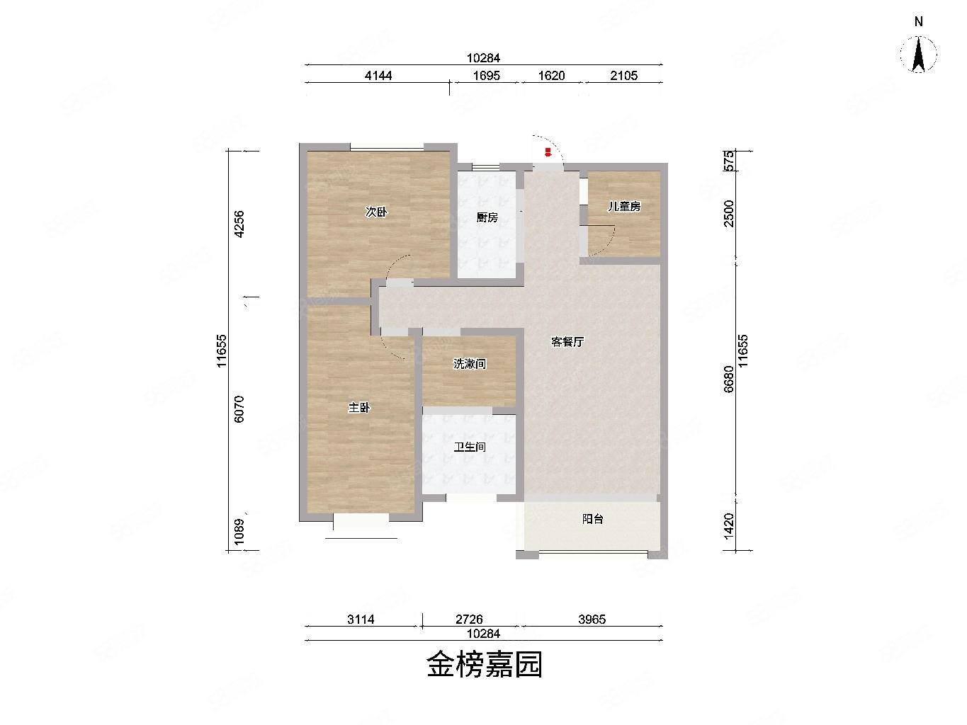 金榜嘉园3室2厅1卫90㎡南北93万