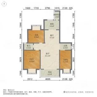 南湖壹号4室2厅2卫132㎡南北60万